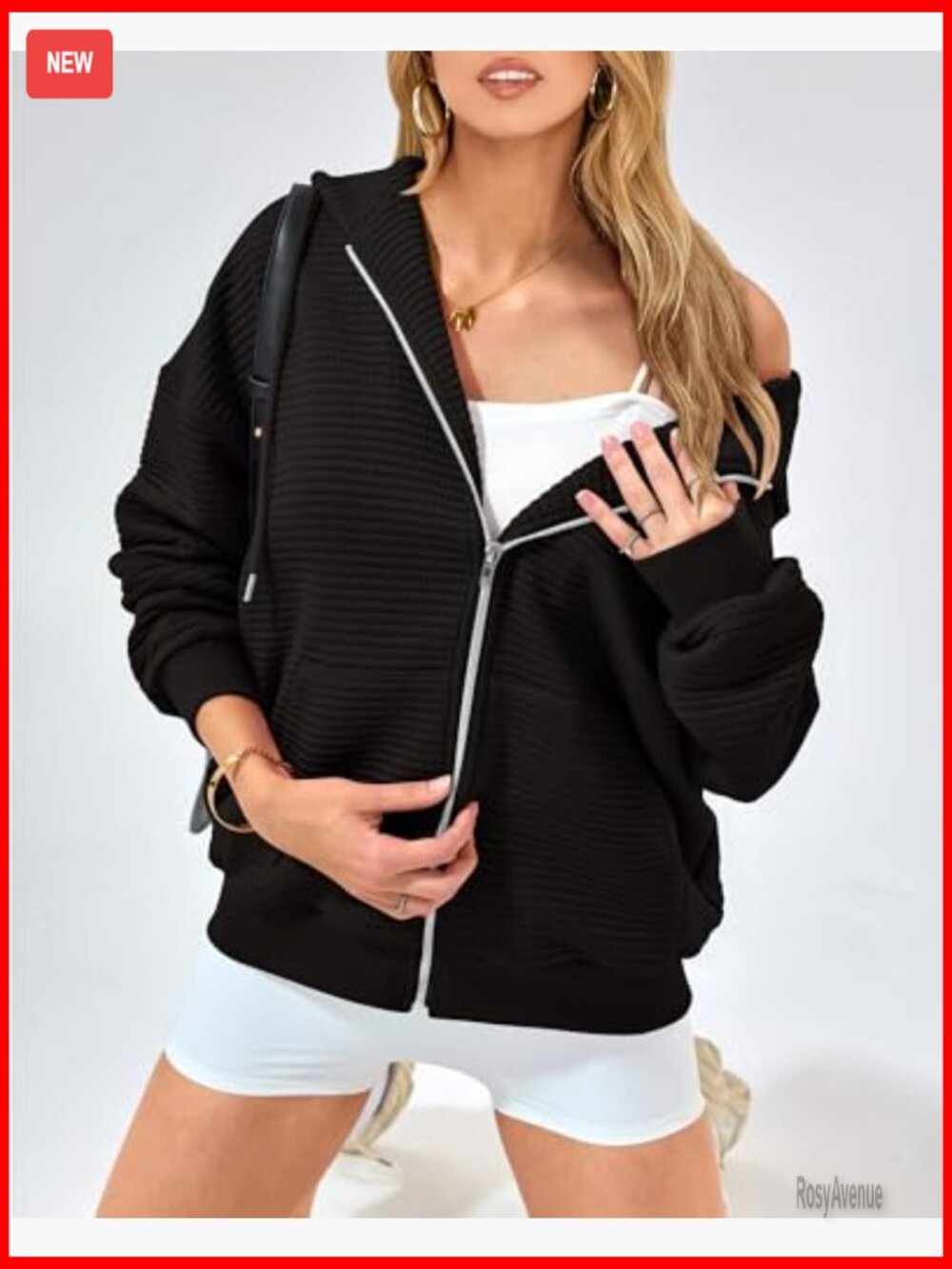 Oversized Zip Up Hoodie Long Sleeve Sweatshirt Fall Fashion Jacket - Picture 4 of 7